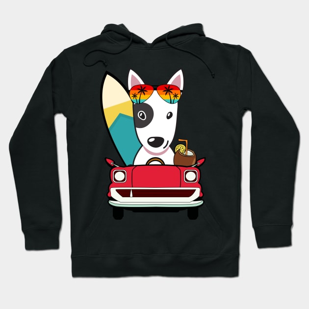 Surfer bull terrier driving to the beach Hoodie by Pet Station